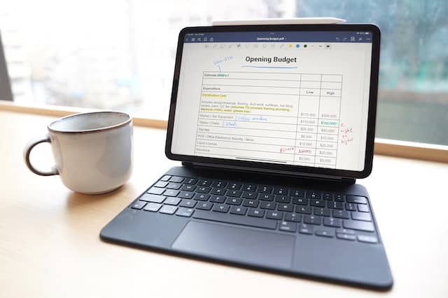 learning-to-budget a laptop with a budget sheet open on the screen