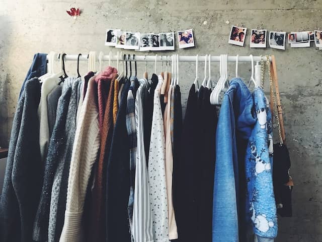 clothes on clothing rail