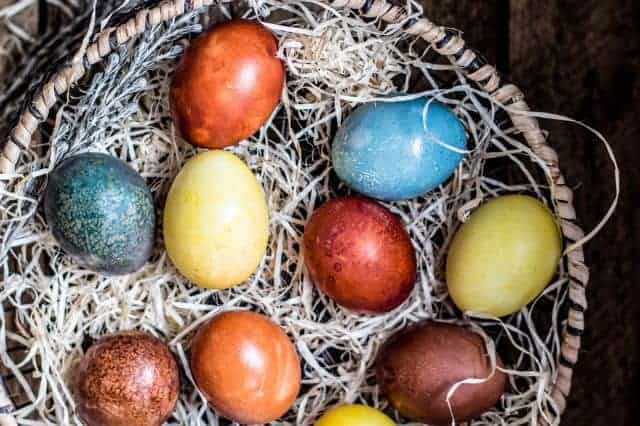 baskets full of colourful and unique easter eggs