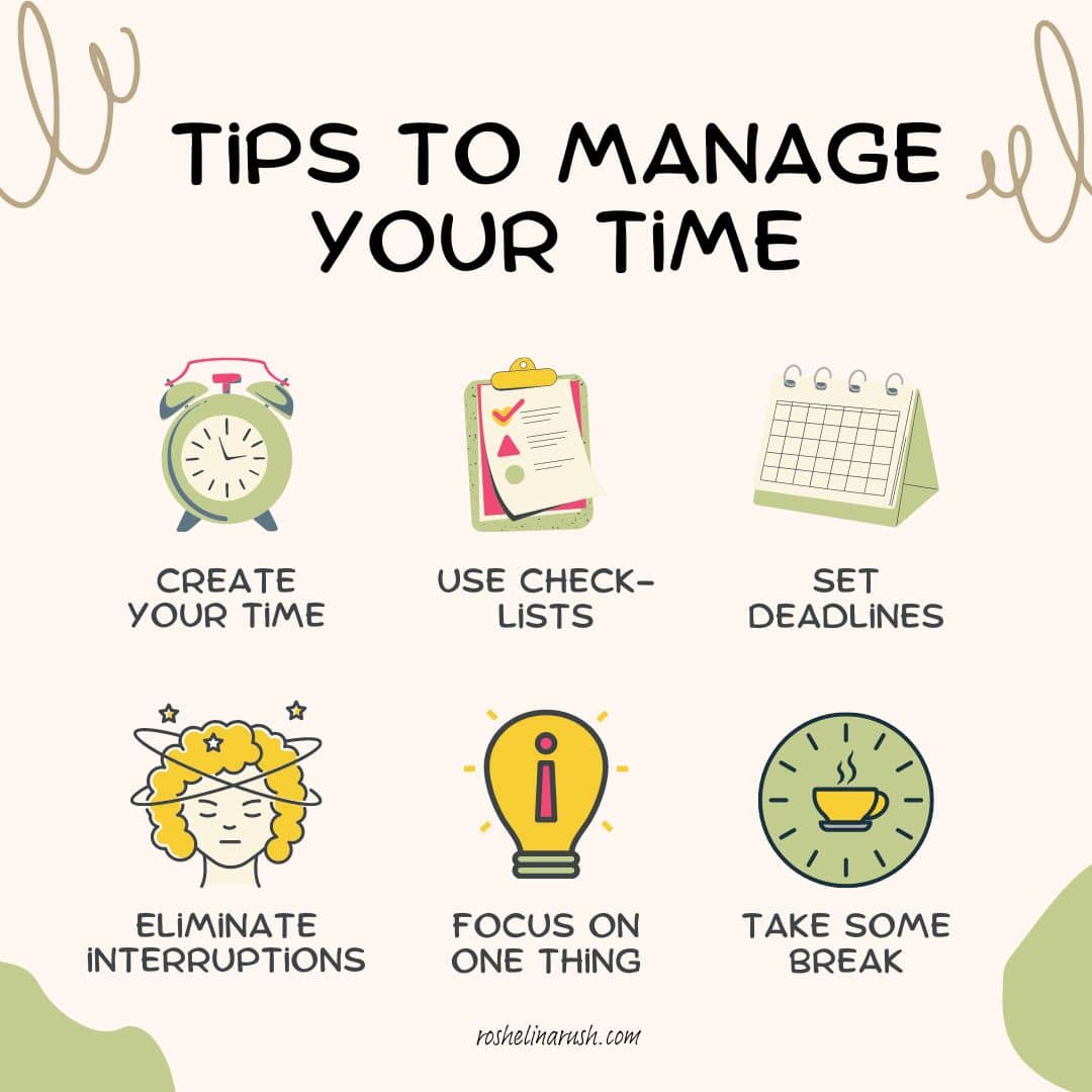 six time management strategies for students written as an infograph