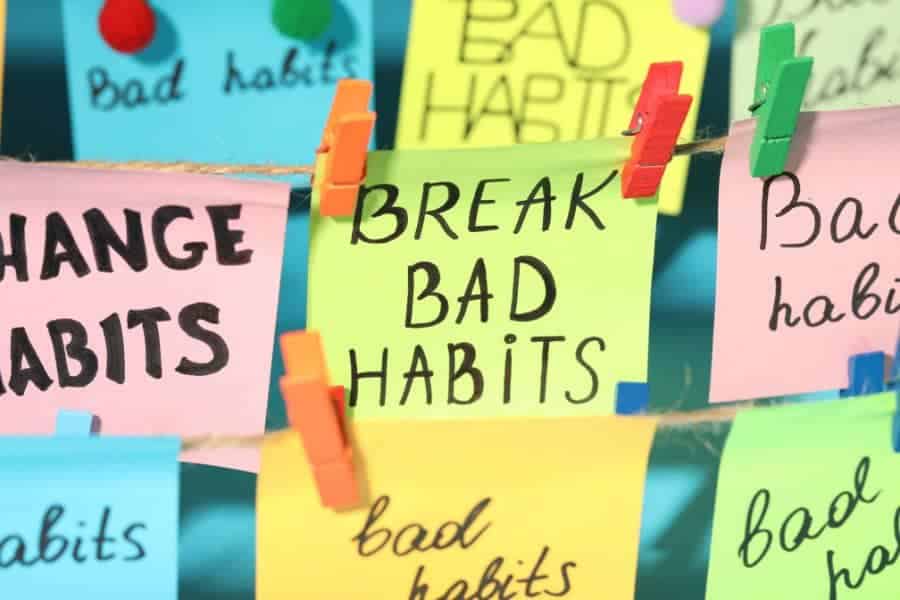 bad habits and change your habit written on post it notes