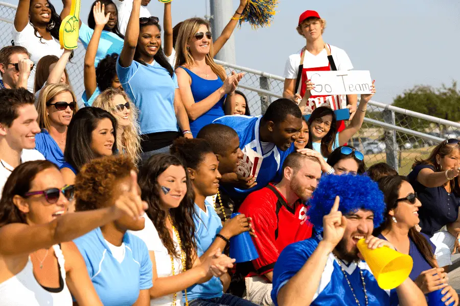 group of students attending a football game