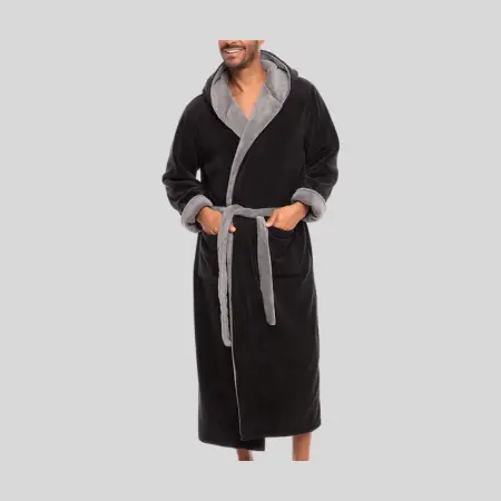 Full Length Long Warm Lounge Robe with Hood