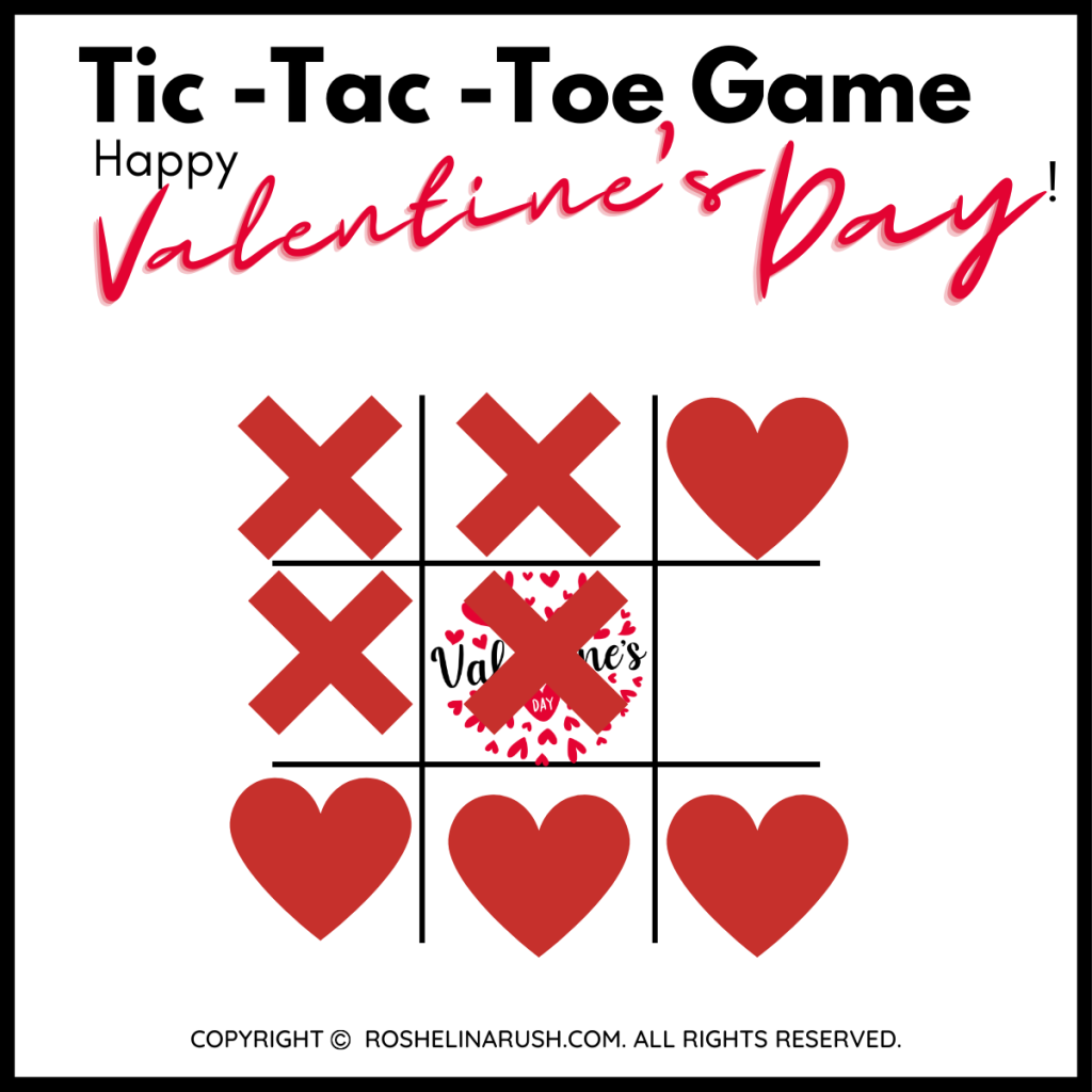 Tic Tac Toe Valentines Printable PDF FREE