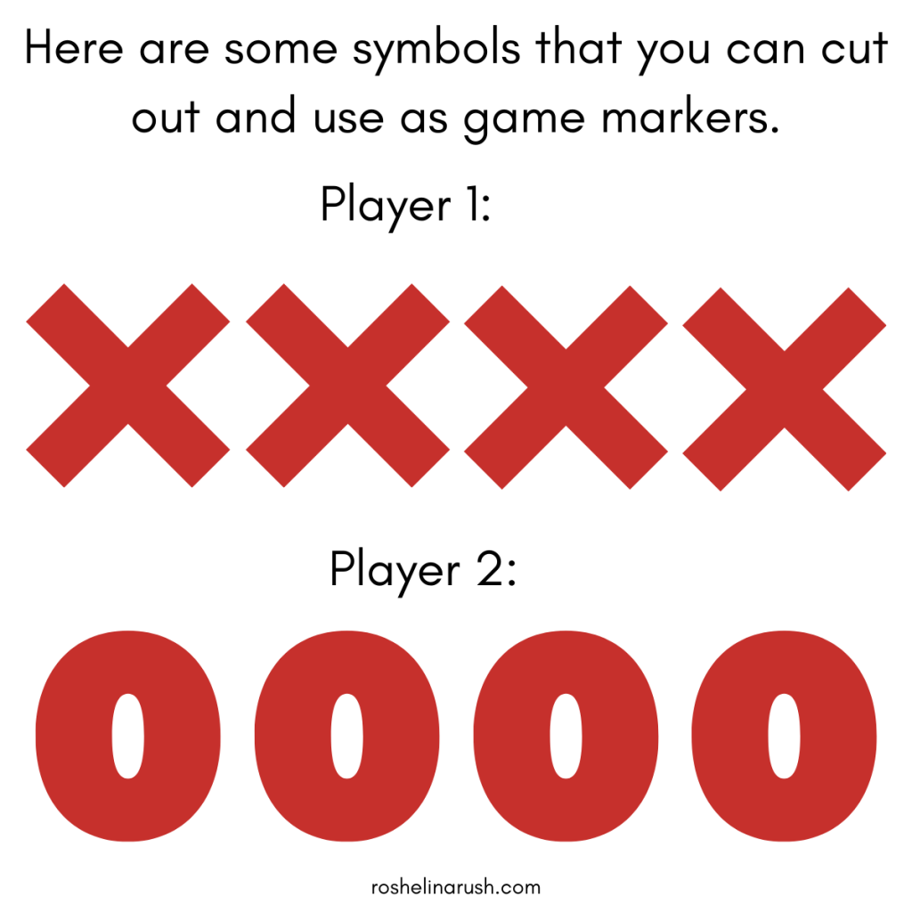 Valentines tic tac toe markers for players