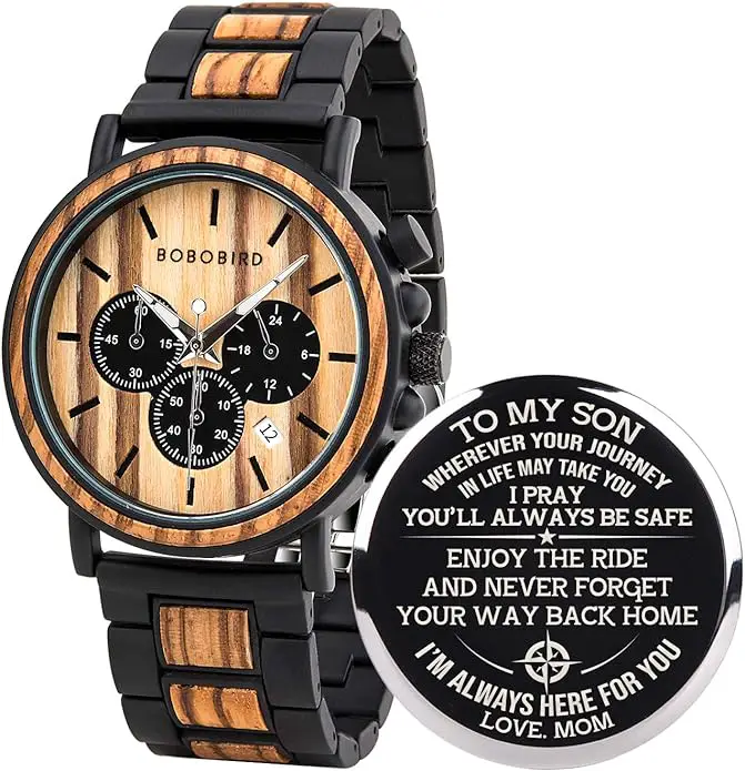 BOBO BIRD Mens Personalized Engraved Wooden Watches