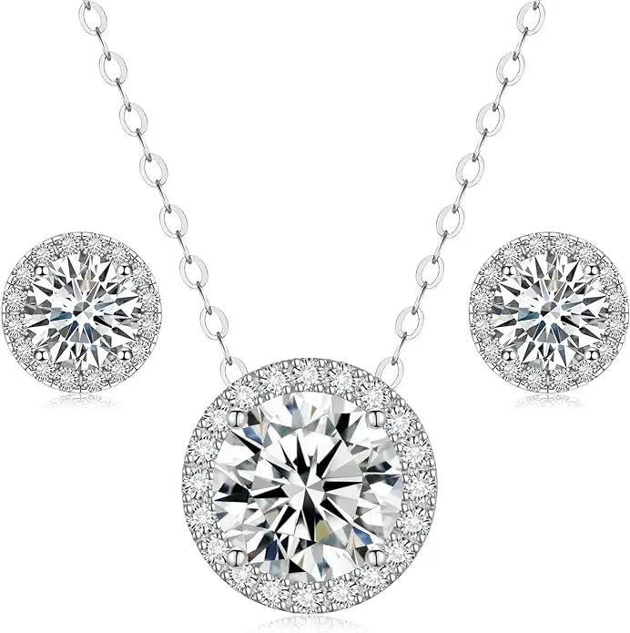 Moissanite Necklace and Earring Set