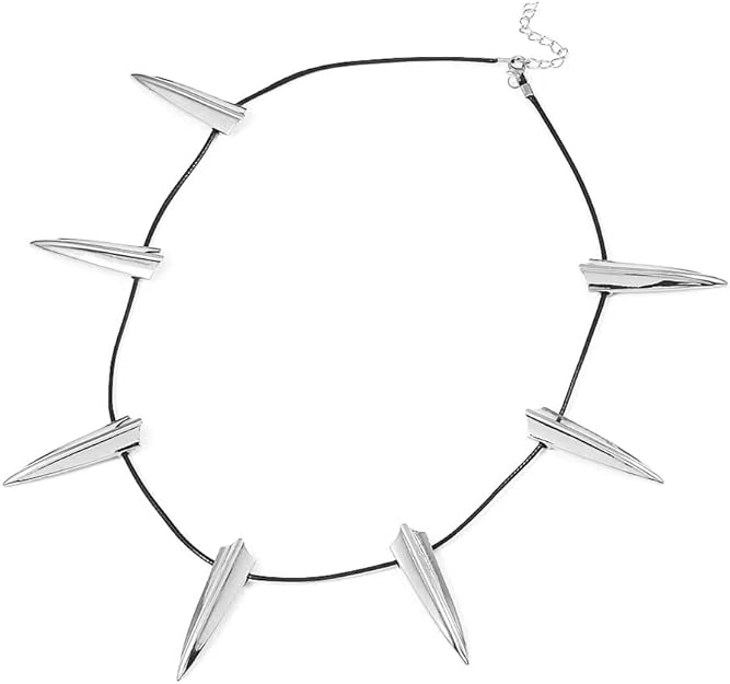 Panther King Necklace for Men Image of a black cord necklace featuring silver pointed pendants inspired by a warrior or superhero design. This accessory is a bold addition to **Black man Halloween costume ideas**, perfect for completing a powerful and regal warrior look.