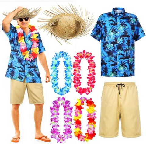 This easygoing outfit is perfect for laid-back Halloween costumes for guys with a vacation or tourist theme.