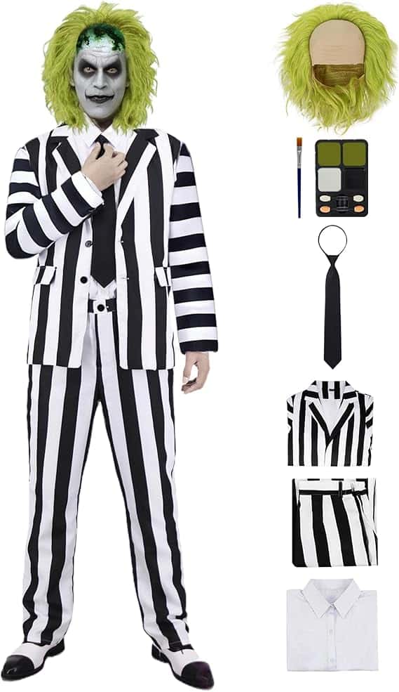 White Striped Suit Adult Halloween Costumes Men